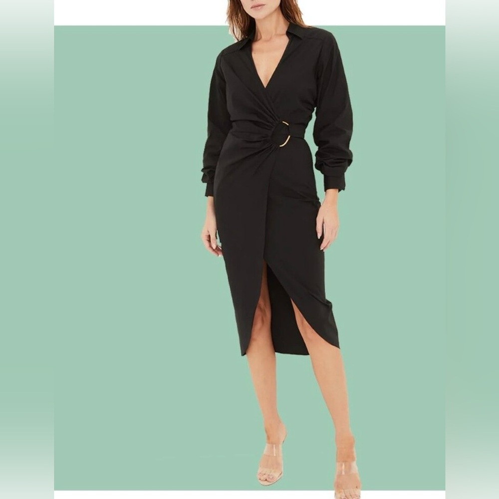 Veronica Beard afton sheath wrap midi dress in black
